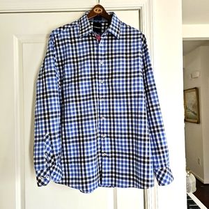 Lindbergh 100% Cotton Blue Gingham Check Button-Down Shirt XL Denmark